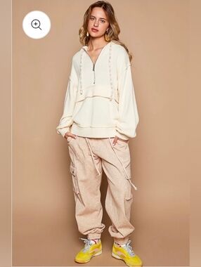 Pol Oversized Half-zip Drop Shoulder Hooded Sweater Cotton Blend